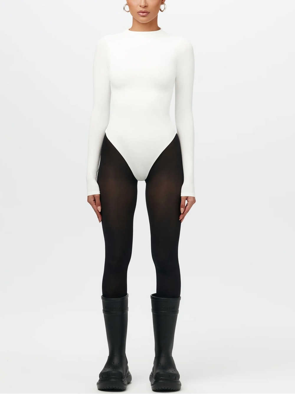NWT - Naked Wardrobe Sculpt Mock Neck Bodysuit in White - Size L
